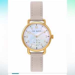 Ted Baker Women's Hannahh Leather Strap Watch, Grey/Natural - brand new battery